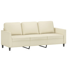 Trivietė sofa, kreminės spalvos, 180cm, dirbtinė oda