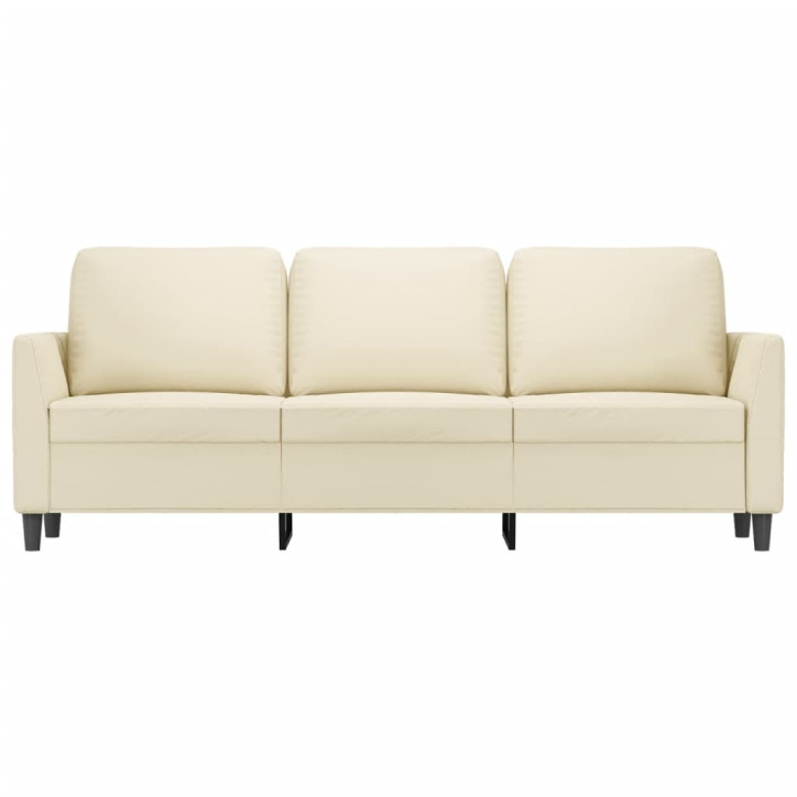 Trivietė sofa, kreminės spalvos, 180cm, dirbtinė oda