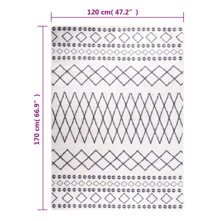 Kilimas, juodas ir baltas, 120x170cm, neslystantis, plaunamas