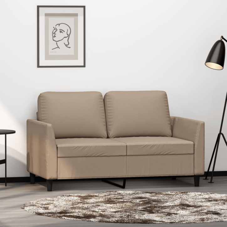 Dvivietė sofa, kapučino spalvos, 120cm, dirbtinė oda