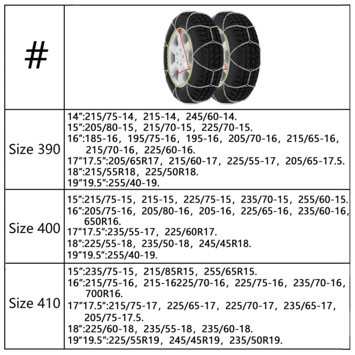 Sniego grandinės padangoms, 2vnt., 450 dydžio, 16mm, SUV 4x4