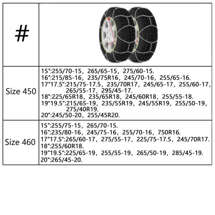 Sniego grandinės padangoms, 2vnt., 9mm KN130