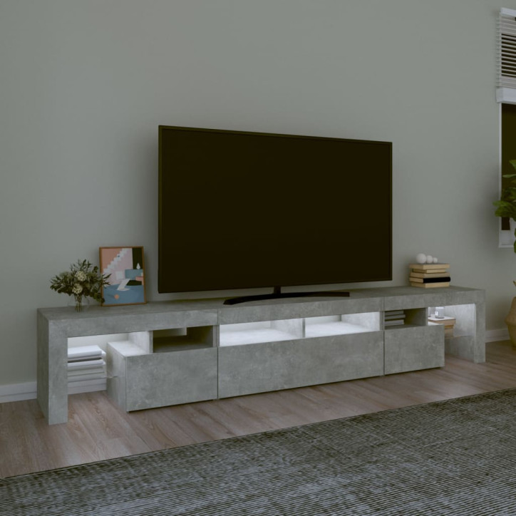 TV spintelė su LED apšvietimu, betono pilka, 230x36,5x40cm