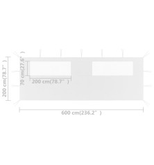3070416  Gazebo Sidewall with Windows 6x2 m White (315305)