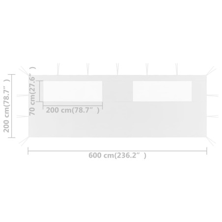 3070416  Gazebo Sidewall with Windows 6x2 m White (315305)