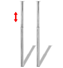 Teleskopinės stalo kojos, 4vnt., chromo, 710-1100mm