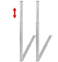 Teleskopinės stalo kojos, 4vnt., šlifuoto nikelio, 710-1100mm