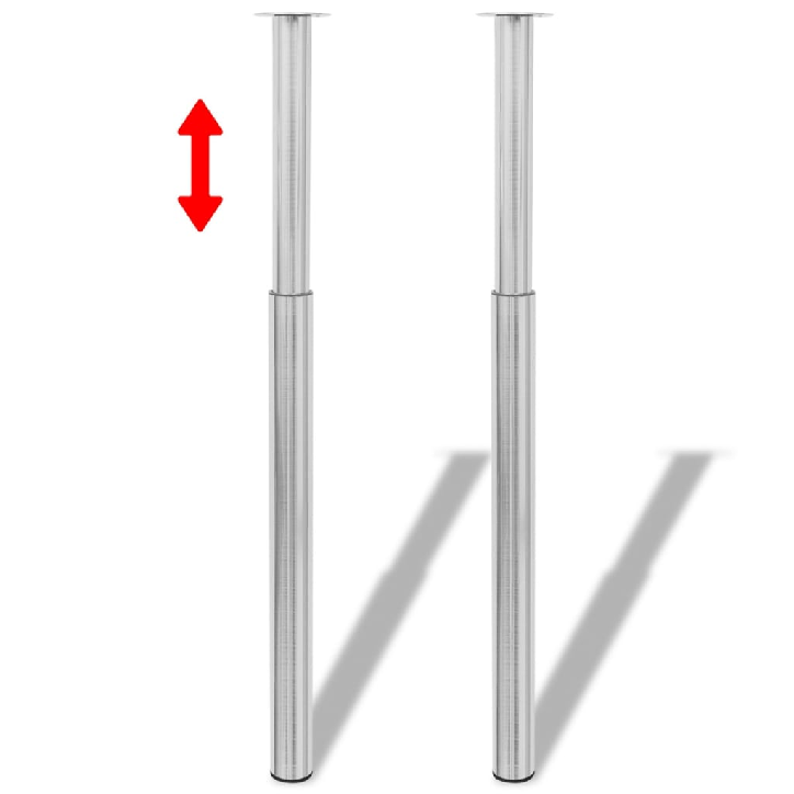 Teleskopinės stalo kojos, 4vnt., šlifuoto nikelio, 710-1100mm