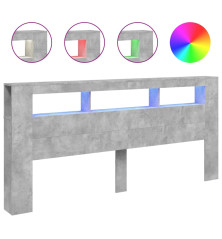 LED galvūgalis, betono, 220x18,5x103,5cm, apdirbta mediena