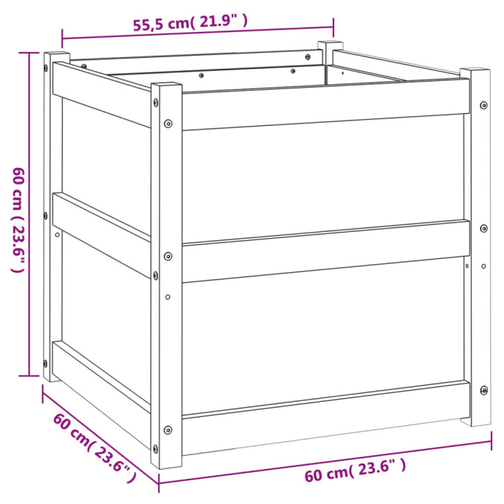 Sodo lovelis, 60x60x60cm, impregnuota pušies mediena