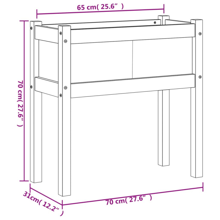 Sodo lovelis su kojelėmis, 70x31x70cm, impregnuota pušis