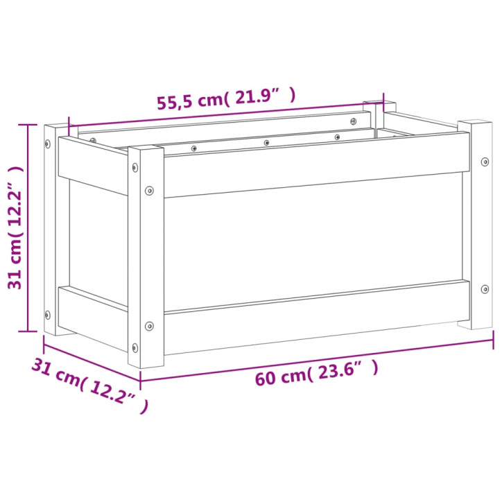 Sodo lovelis, 60x31x31cm, impregnuota pušies mediena