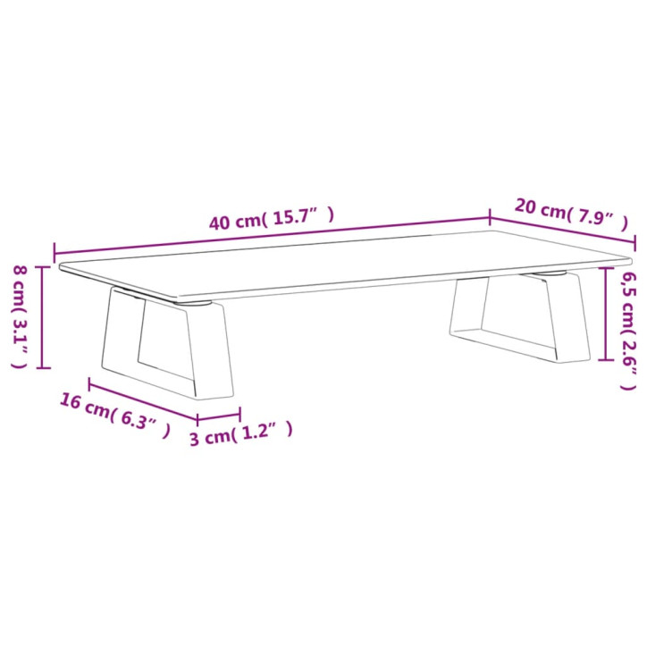 Monitoriaus stovas, baltas, 40x20x8cm, stiklas ir metalas