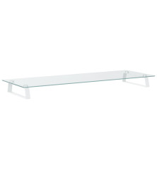 Monitoriaus stovas, baltas, 100x35x8cm, stiklas ir metalas