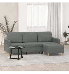 Trivietė sofa su pakoja, tamsiai pilkos spalvos, 180cm, audinys