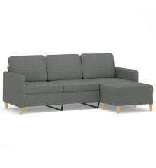 Trivietė sofa su pakoja, tamsiai pilkos spalvos, 180cm, audinys