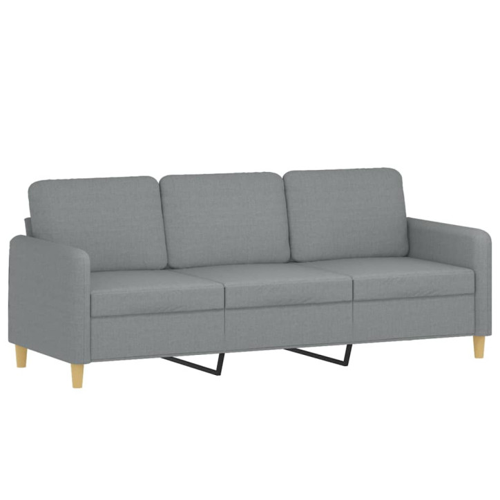 Trivietė sofa su pagalvėlėmis, šviesiai pilka, 180cm, audinys