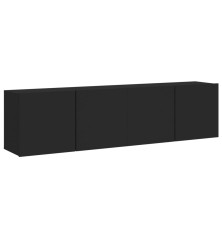 Prie sienos montuojamos TV spintelės, 2vnt., juodos, 80x30x41cm