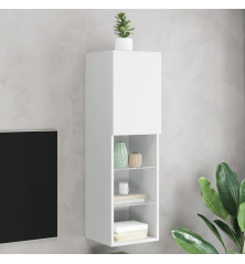 TV spintelė su LED lemputėmis, baltos spalvos, 30,5x30x102cm