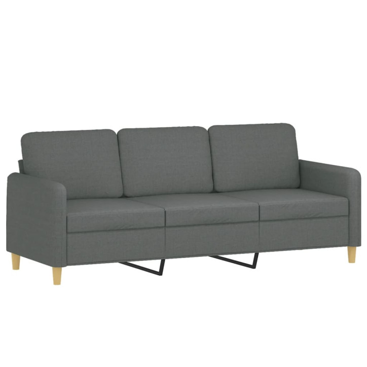 Trivietė sofa su pagalvėlėmis, tamsiai pilka, 180cm, audinys