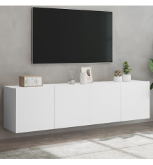 Prie sienos montuojamos TV spintelės, 2vnt., baltos, 80x30x41cm