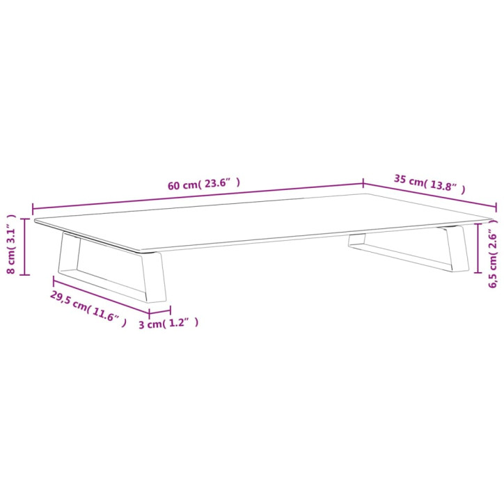 Monitoriaus stovas, baltas, 60x35x8 cm, stiklas ir metalas