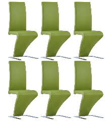 Valgomojo kėdės, 6vnt., žalios, dirbtinė oda, zigzago formos