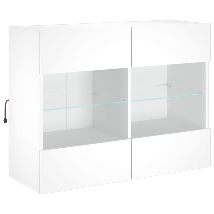 Sieninė TV spintelė su LED lemputėmis, balta, 78,5x30x60,5cm