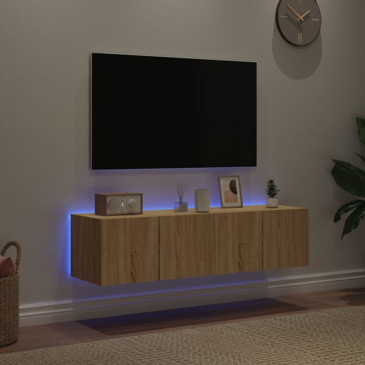 Sieninės TV spintelės su LED, 2vnt., sonoma ąžuolo, 60x35x31cm