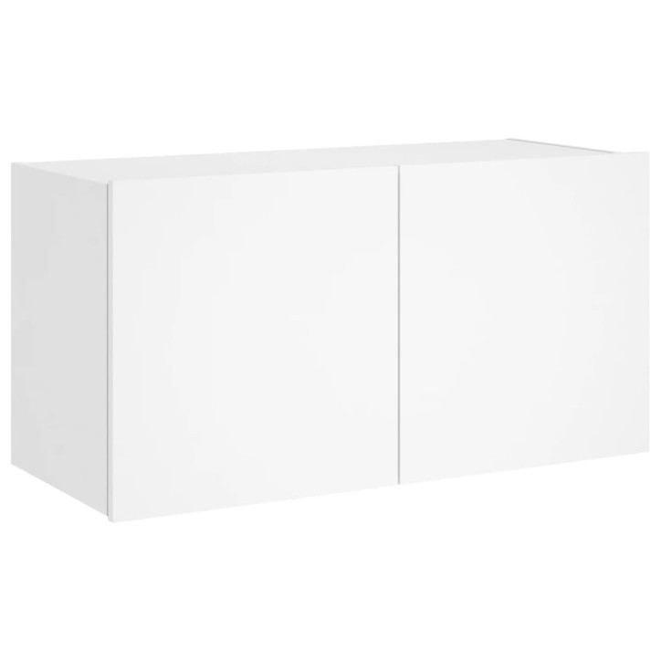 Sieninė TV spintelė su LED lemputėmis, balta, 80x35x41cm