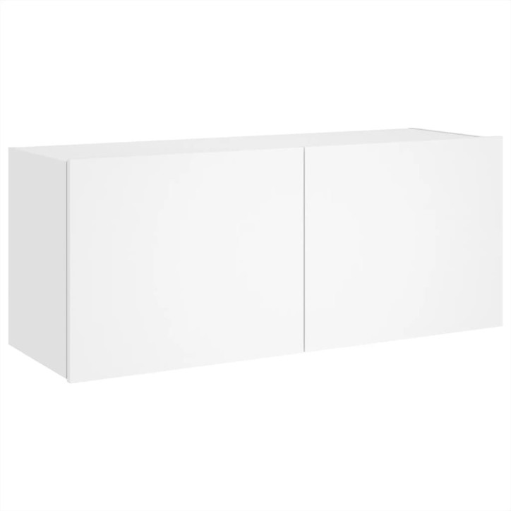 Sieninė TV spintelė su LED lemputėmis, balta, 100x35x41cm