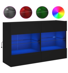 Sieninė TV spintelė su LED lemputėmis, juoda, 98,5x30x60,5cm