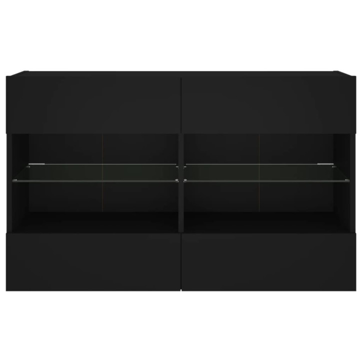 Sieninė TV spintelė su LED lemputėmis, juoda, 98,5x30x60,5cm