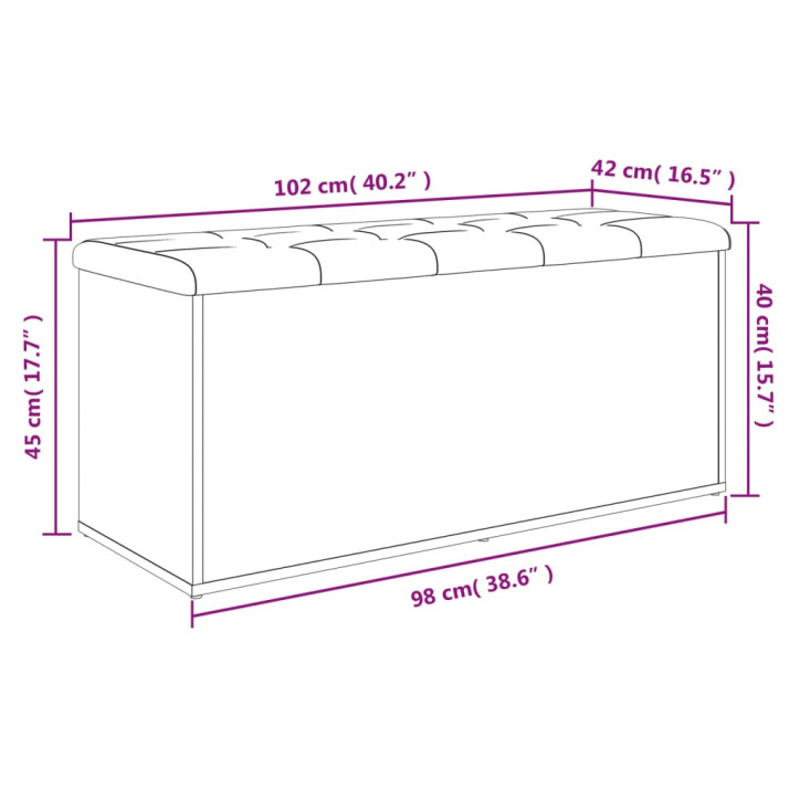 Suoliukas-daiktadėžė, rudas, 102x42x45cm, apdirbta mediena