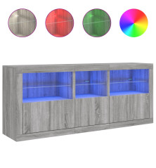 Šoninė spintelė su LED lemputėmis, pilka ąžuolo, 162x37x67cm