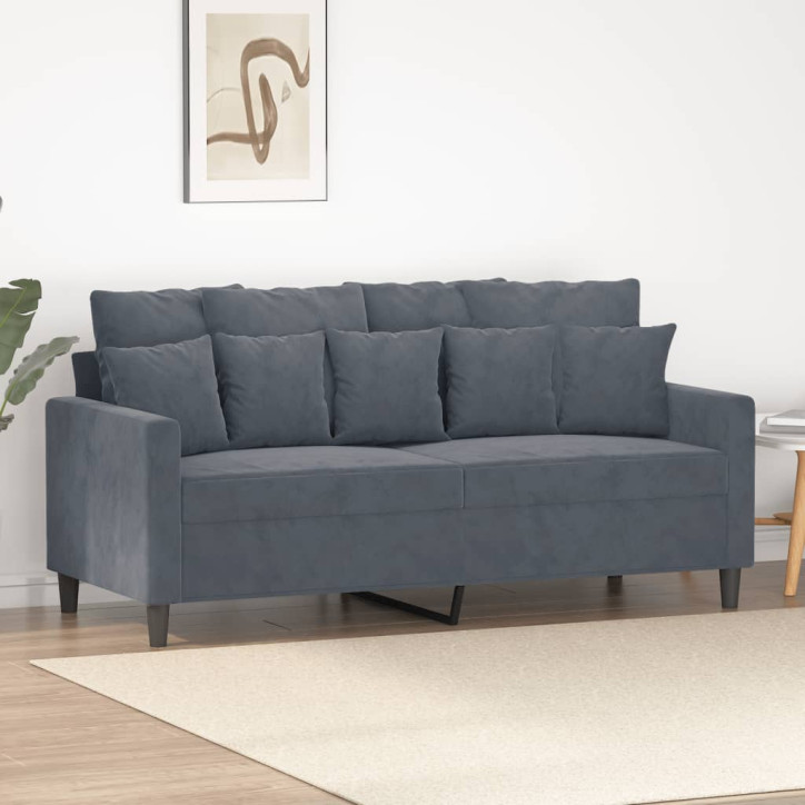 Dvivietė sofa, tamsiai pilkos spalvos, 140cm, aksomas