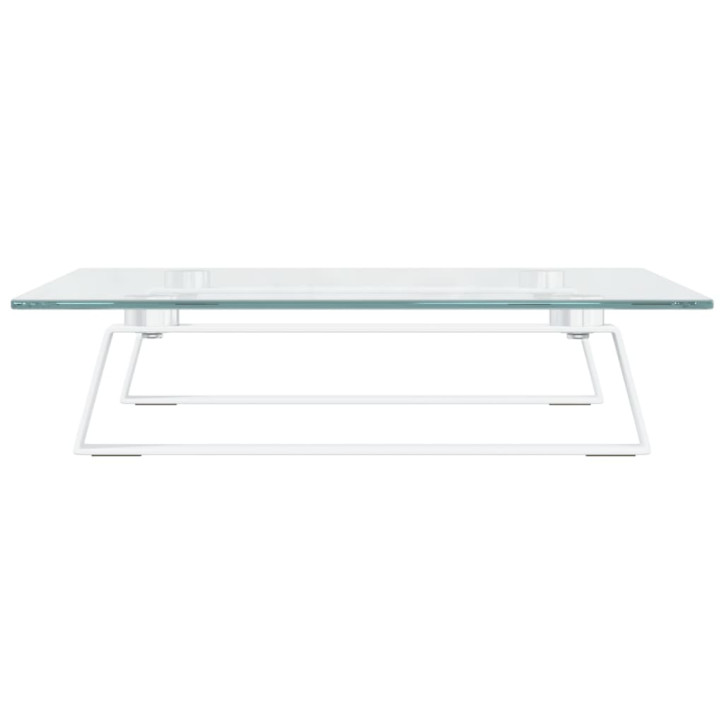 Monitoriaus stovas, baltas, 40x35x8cm, stiklas ir metalas