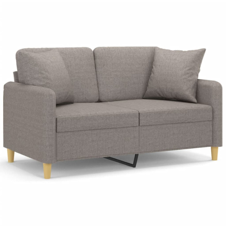 Dvivietė sofa su pagalvėlėmis, taupe spalvos, 120cm, audinys