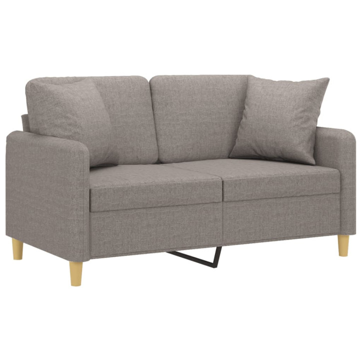 Dvivietė sofa su pagalvėlėmis, taupe spalvos, 120cm, audinys