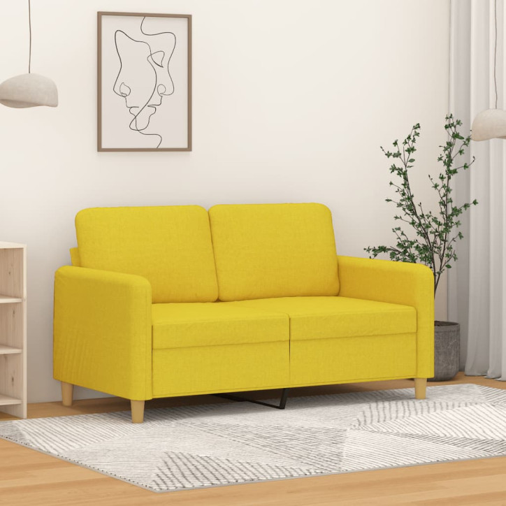 Dvivietė sofa, šviesiai geltonos spalvos, 120cm, audinys