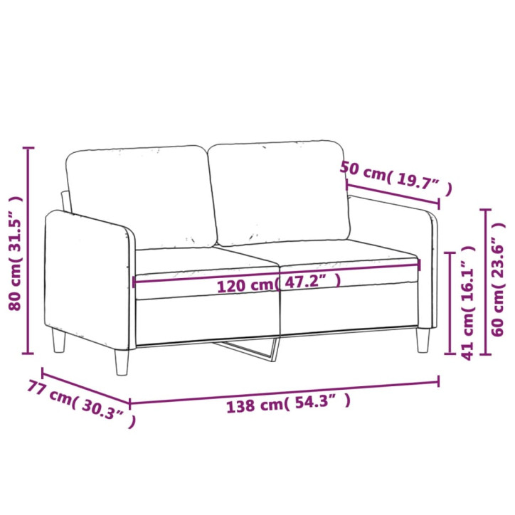 Dvivietė sofa, šviesiai geltonos spalvos, 120cm, audinys