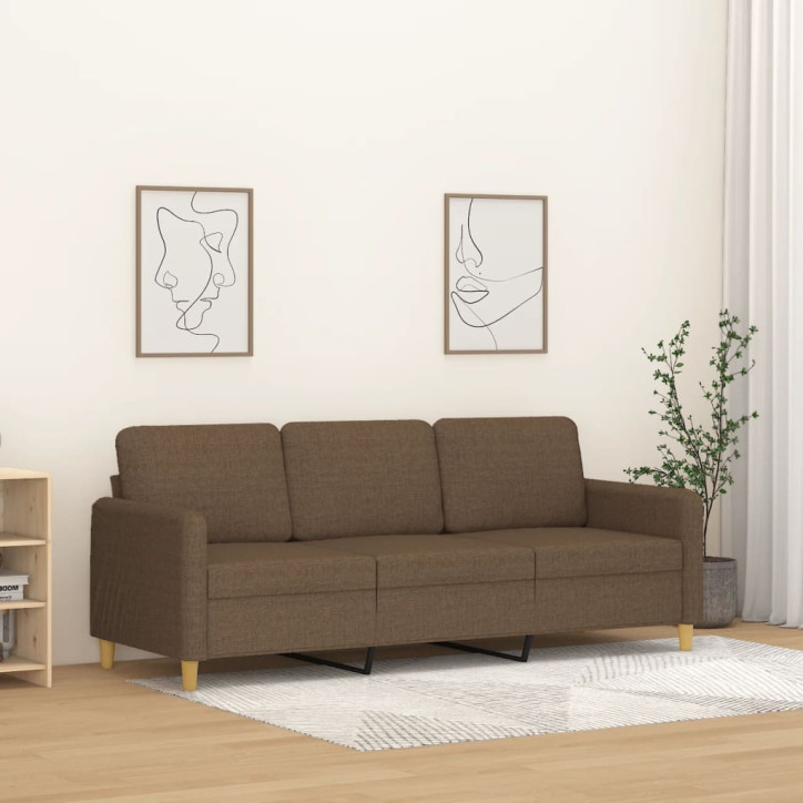 Trivietė sofa, rudos spalvos, 180cm, audinys