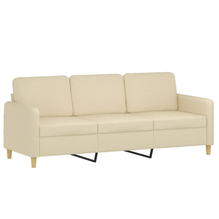 Trivietė sofa su pagalvėlėmis, kreminės spalvos, 180cm, audinys