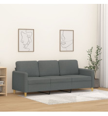 Trivietė sofa, tamsiai pilkos spalvos, 180cm, audinys