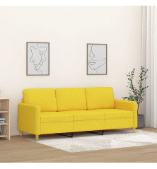 Trivietė sofa, šviesiai geltonos spalvos, 180cm, audinys