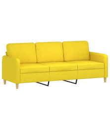 Trivietė sofa, šviesiai geltonos spalvos, 180cm, audinys