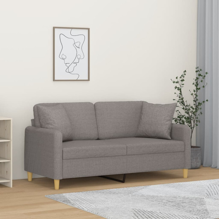 Dvivietė sofa su pagalvėlėmis, taupe spalvos, 140cm, audinys