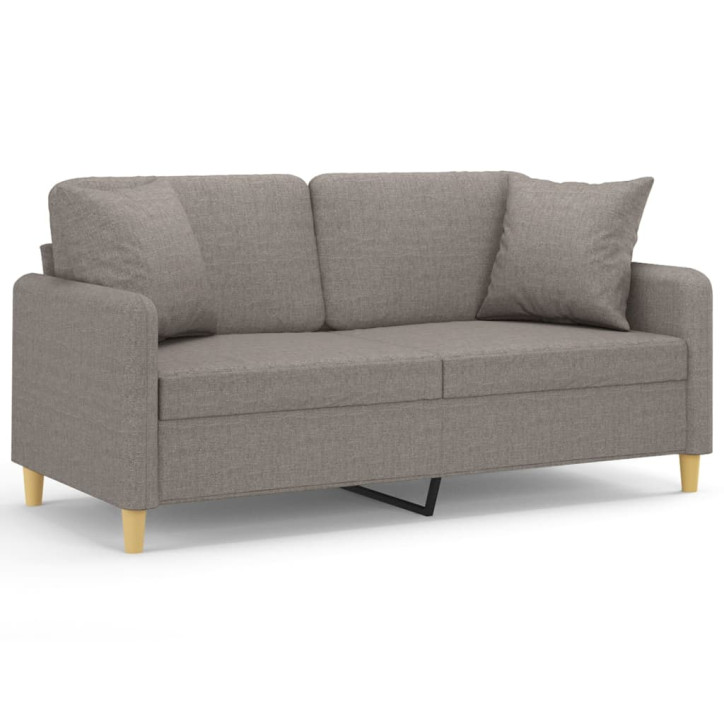 Dvivietė sofa su pagalvėlėmis, taupe spalvos, 140cm, audinys