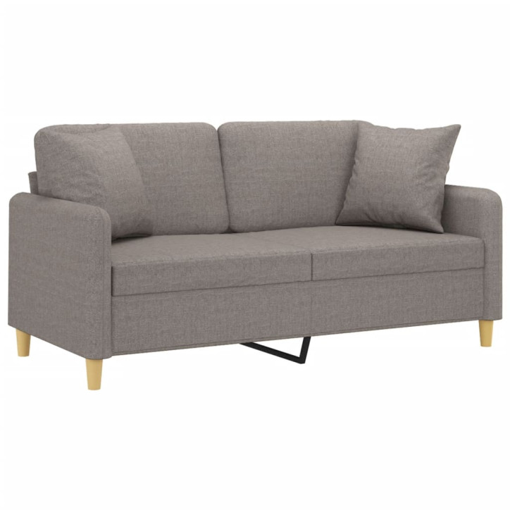 Dvivietė sofa su pagalvėlėmis, taupe spalvos, 140cm, audinys