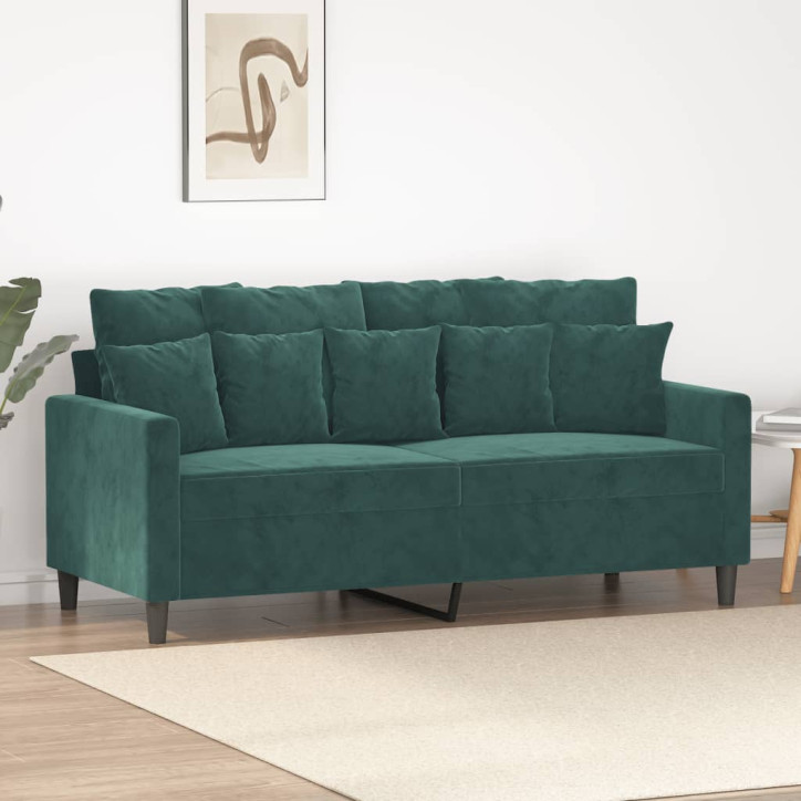 Dvivietė sofa, tamsiai žalios spalvos, 140cm, aksomas